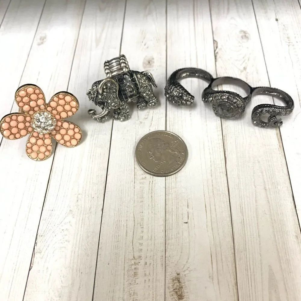 Floral Elephant Snake Ring Bundle‎